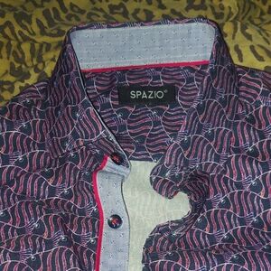 Funky Fun Fishy S/s Button Up By Spazio Sz Med